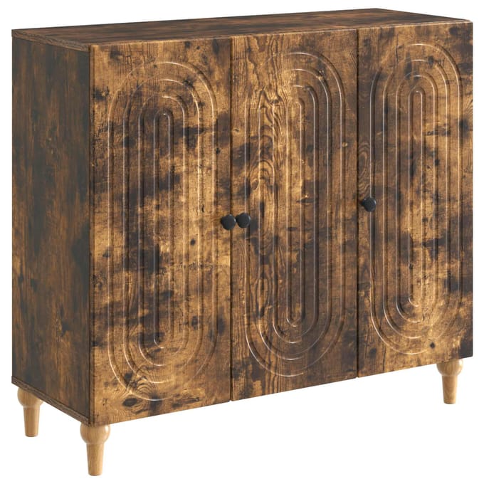 vidaXL - Dressoir - Gerookt - eiken - 89 - x - 34,5 - x - 80 - cm - Bewerkt - hout