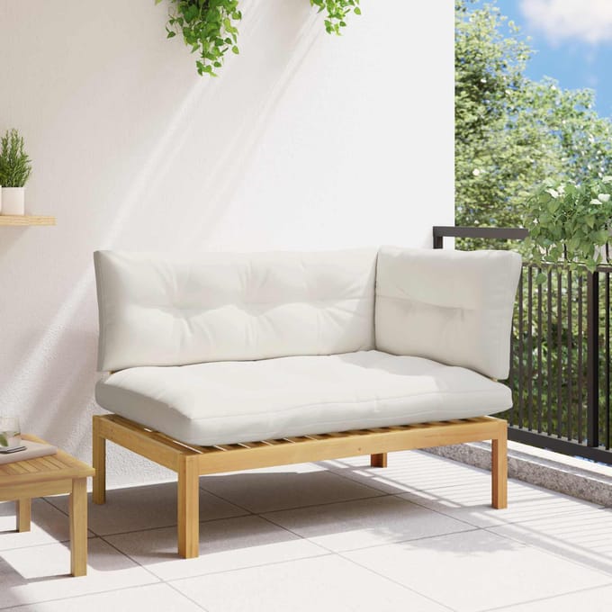 vidaXL Hoekstoffe Licht Acacia en Crème Wit Acaciahout