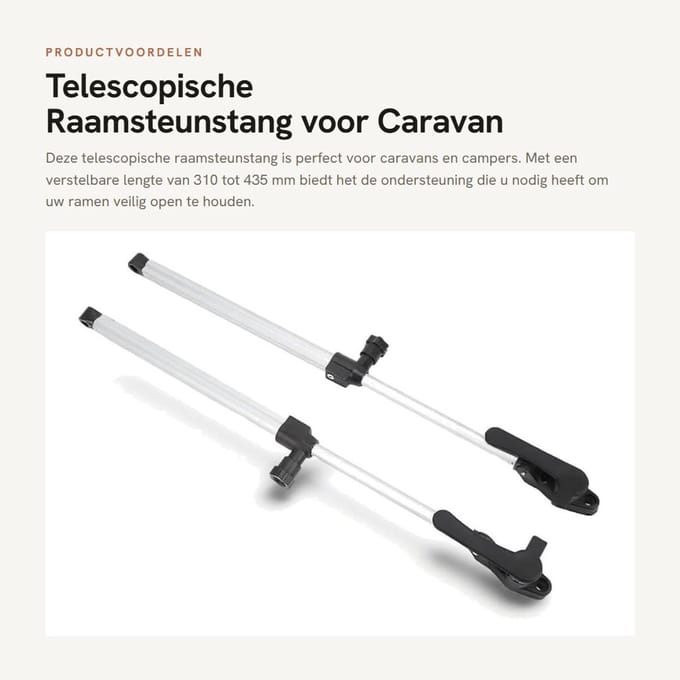 Dailygoods - Telescopische Raamsteunstang voor Caravan 310-435mm
