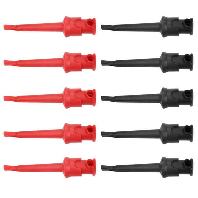 10 stuks P5002 Multimeter Test Haak Grijpers voor SMt SMD IC D20 Kabel Lassen (Zwart&Rood) black