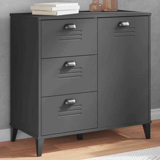 vidaXL - Dressoir - VIKEN - 80x40x80 - cm - bewerkt - hout - antracietgrijs