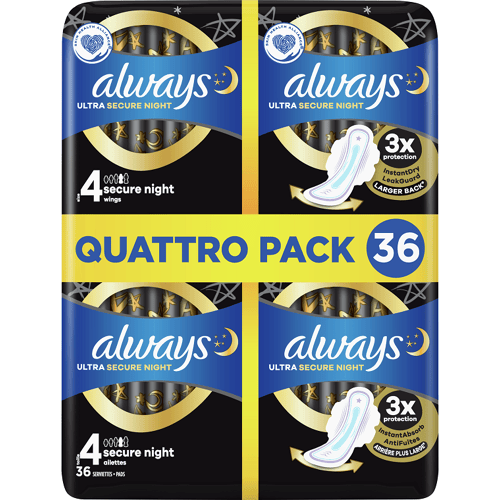 Always - Maandverband Ultra Secure Night - Met Vleugels - Maat 4 - 36 Pads