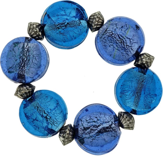 Behave - Armband elastisch blauw glas - expressieve artistieke stijl