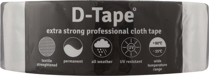 D-tape ducttape zelfklevend extra kwaliteit / permanent grijs 50 m x 50 mm x 0.32