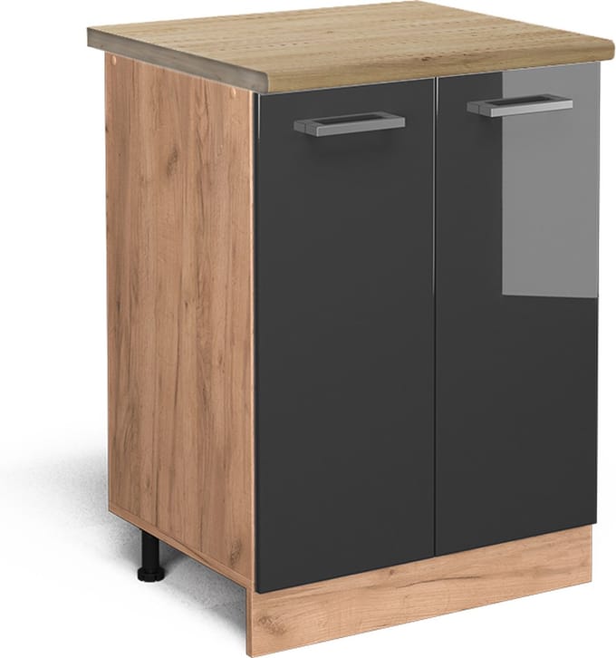 Vicco R-Line Keukenonderkast – 60 cm, WB Eik Antraciet Hoogglans