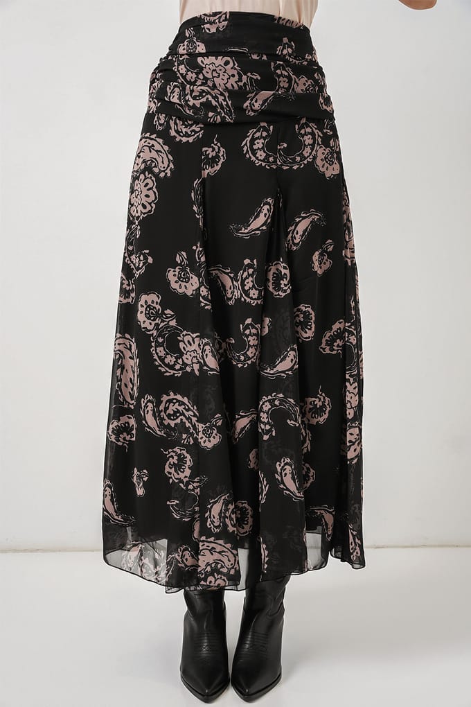 Hoge Taille Paisley Maxi Rok