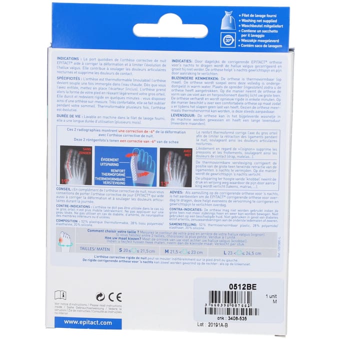 Epitact® Rigide Corrigerende Hallux Valgus 'Knobbel' Orthese voor de Nacht Medium 1 Verband(en)
