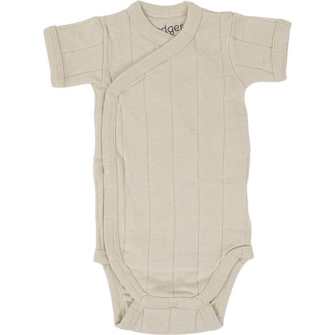 Goedkope overslagromper korte mouwen - Maat 74 - 6-9 maanden - Beige