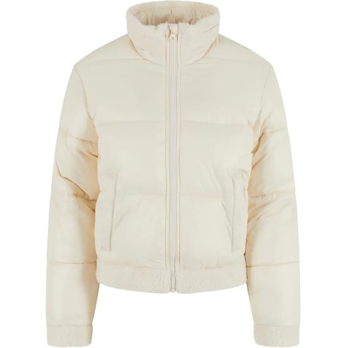 Urban Classics - Recycled Shiny Sherpa Gewatteerd jack - S - Beige/Beige