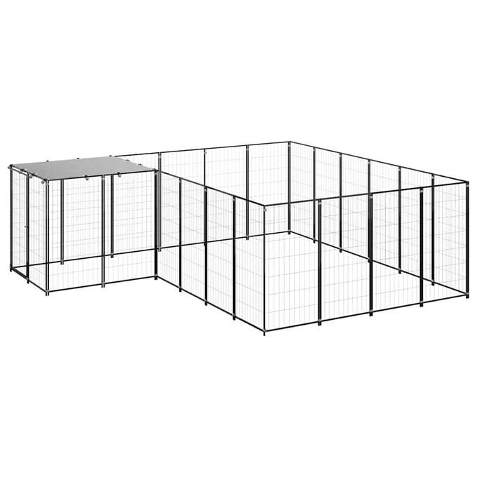 vidaXL - Hondenkennel - 8,47 - m² - staal - zwart