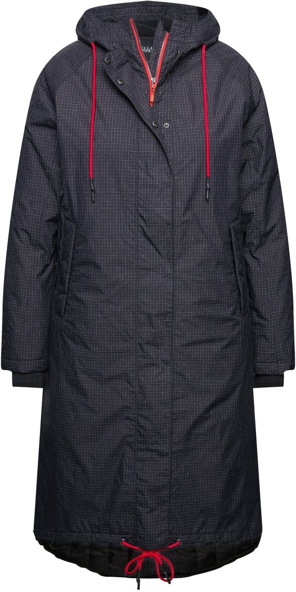 Ulla Popken - Dames - HYPRAR functionele mantel waterdicht capuchon gerecycled - Zwart - Maat 42+