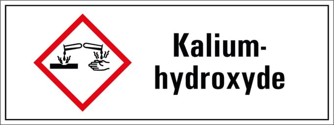 Kaliumhydroxyde GHS tekststicker 400 x 150 mm