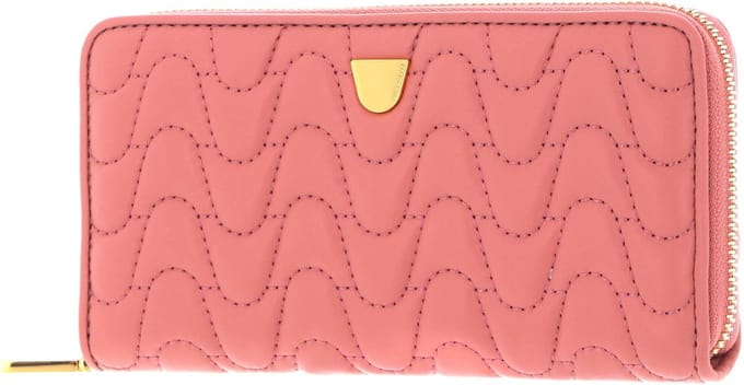 COCCINELLE Leren Portemonnee Clivia Matelasse Zip Around Wallet Camelia Roze