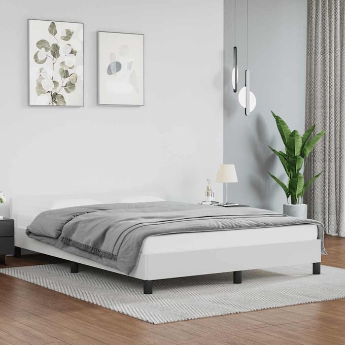 vidaXL - Bedframe - met - hoofdeinde - zonder - matras - 140x200 - cm - wit