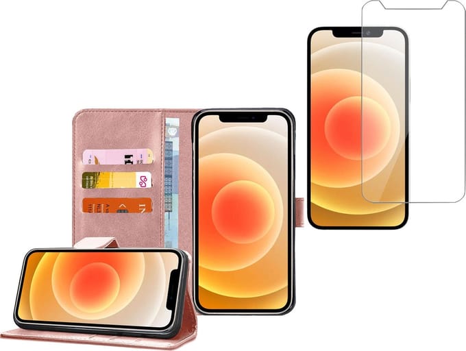 Hoesje geschikt voor iPhone 13 Pro Max - Book Case Portemonnee Roségoud met Screenprotector