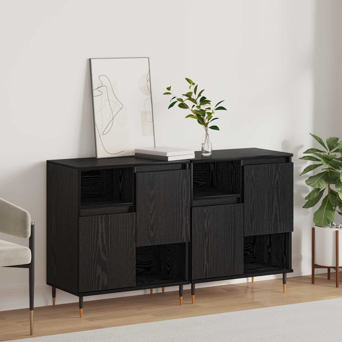 vidaXL - Dressoirs - 2 - st - Zwart - eiken
