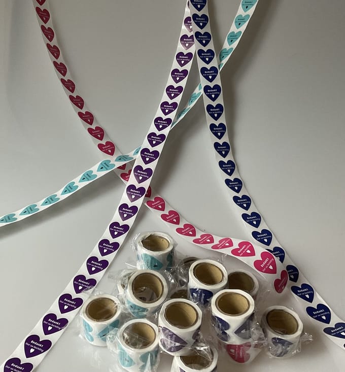 Afecto stickerset - 16 rollen - 4 kleuren - bedankt voor uw bestelling -