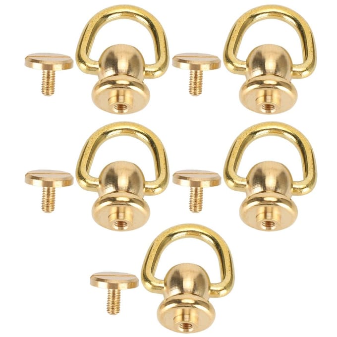 5 Sets D-ring Klinknagels Messing Nagel Chicago Stud Schroef Leerbewerking Parfum Bel Goud 10x5mm beige