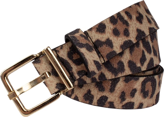 Legend Dames - Leren riem - Taupe - Panterprint - 80cm