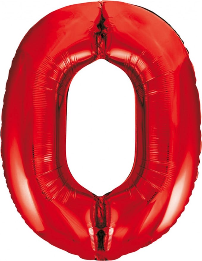 Wefiesta - Folieballon Cijfer 0 Rood - 86 cm