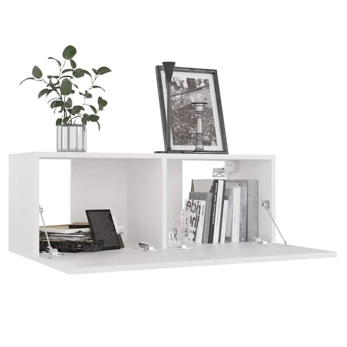 vidaXL - Tv-meubel - 80x30x30 - cm - bewerkt - hout - wit