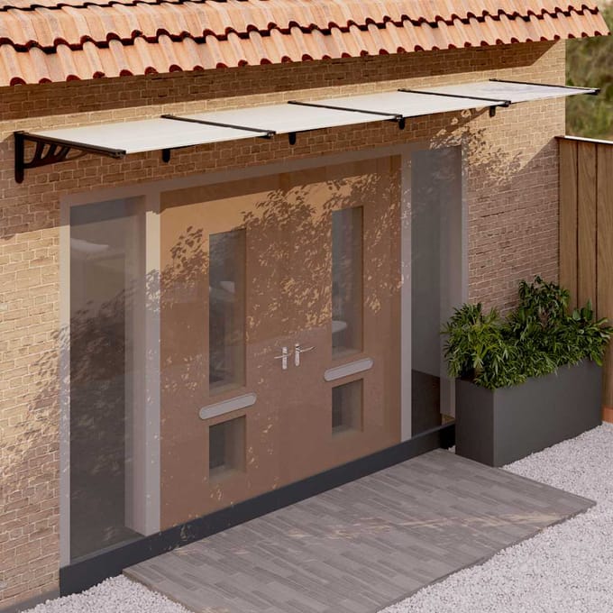 vidaXL - Deurluifel - 396x90 - cm - polycarbonaat - zwart - en - transparant