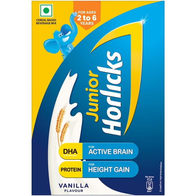 Horlicks Junior 500G Vanille Voedingsdrankpoeder Voor Peuters 2-6 Jaar Ondersteunt Groei & Immuniteit