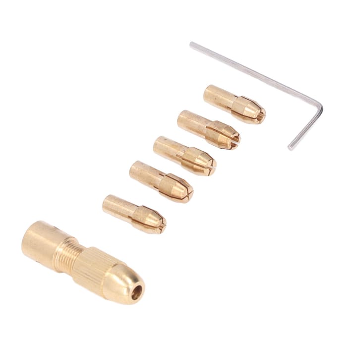 Ensemble de 7 pièces Petites Pinces de Perceuse Électrique en Laiton 4 Mors Micro Perceuses Mandrin Set pour Polir Meuler