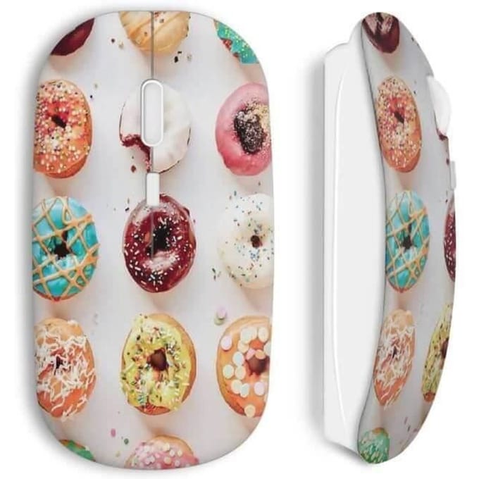 Souris Sans Fil - Donuts yum - Blanc - Clé USB wifi incluse - Compatible Mac et PC