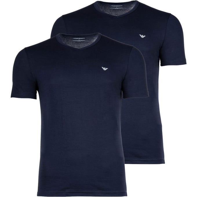 Armani T-shirts met V-hals 2-pack blauw