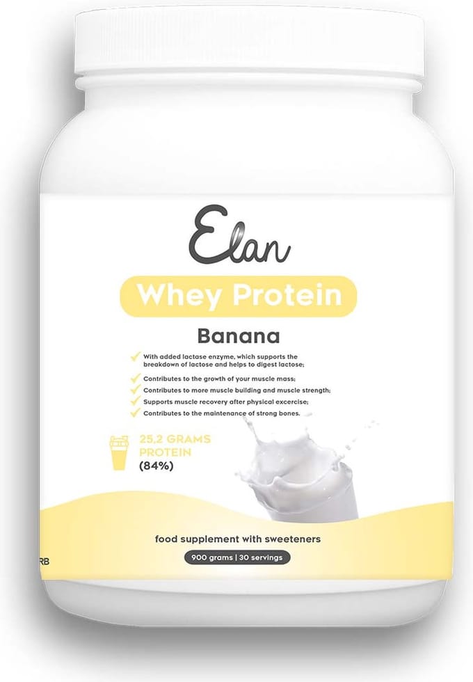 Elan Whey Protein Banaan - 900 gram - inclusief lactase enzym