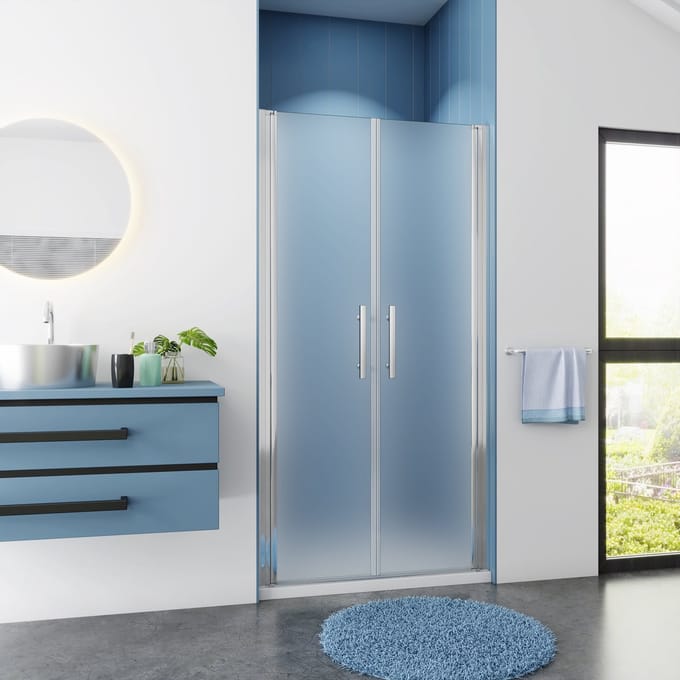 Badwand Crocus 2-Delig 90X140 6Mm Helder Glas Antikalk Chroom
