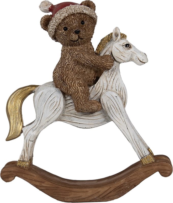 Clayre & Eef Decoratie Beeld Hobbelpaard 14 cm Bruin Polyresin Beer