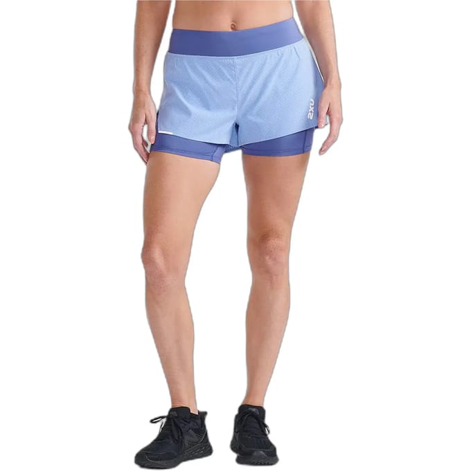 2xu Aero 4´´ 2-in-1 Korte Broek Blauw M Vrouw