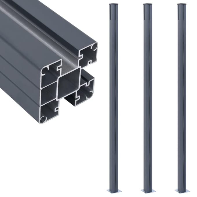 vidaXL - Schuttingpalen - 3 - st - 185 - cm - aluminium - donkergrijs