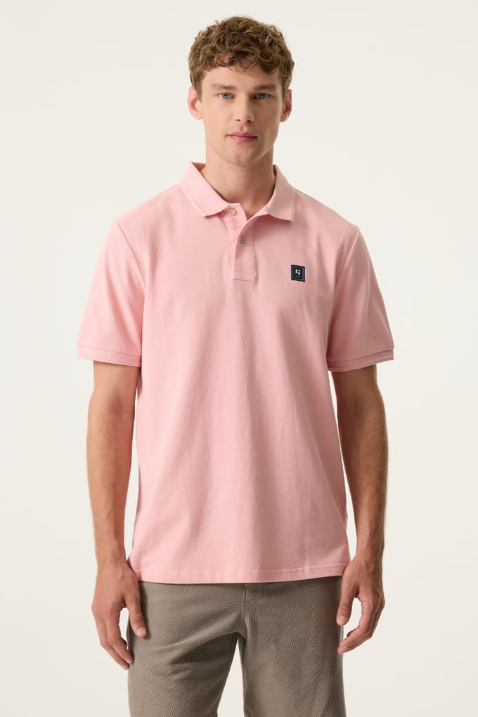 GARCIA Heren Effen Polo Roze Korte mouw