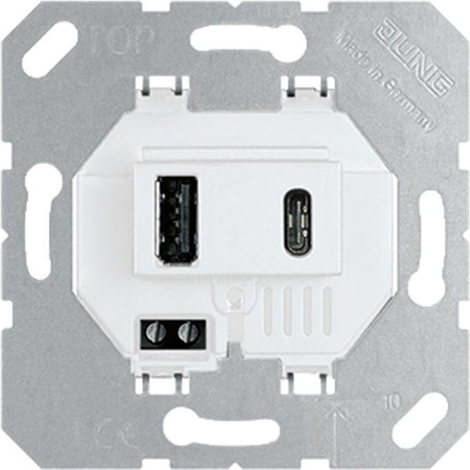 Jung USB Oplaadcontactdoos Type A en C Alpine Wit - USB15CAWW - E3KP5