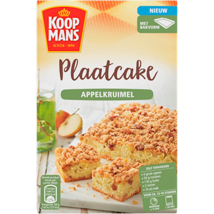 Plaatcake appelkruimel bakmix