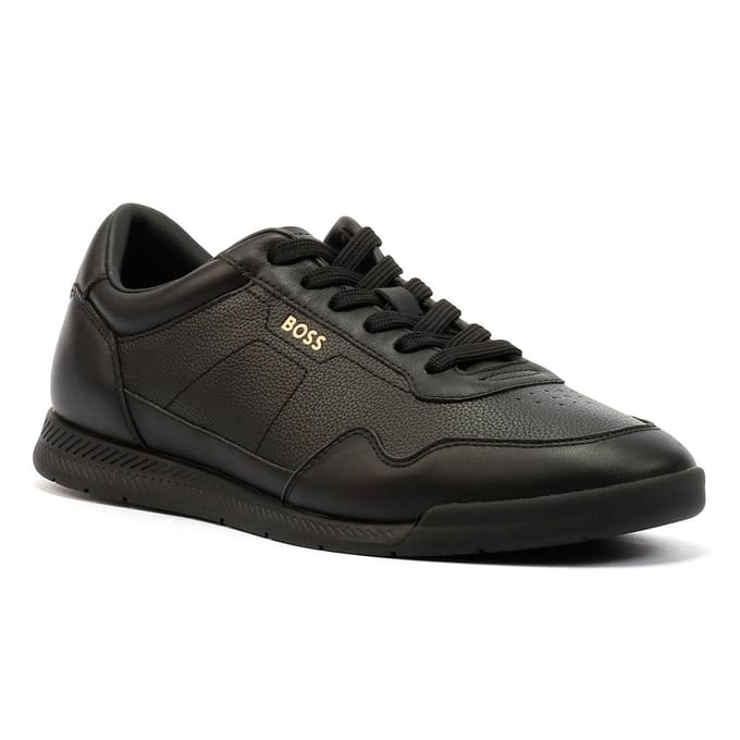 Boss Titanium Leren Heren Sneakers Zwart