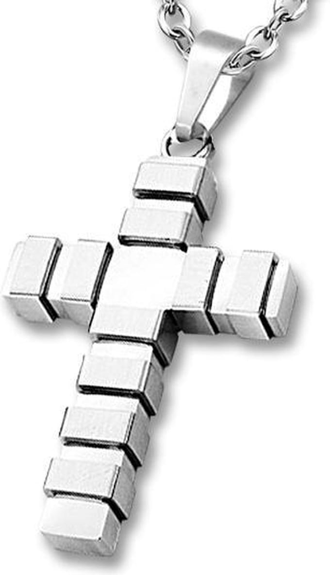 Amanto Ketting Damiq - 316L Staal - Kruis - 43x26mm - 60cm