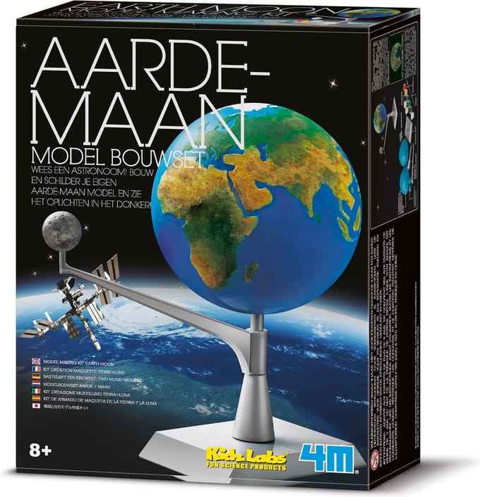 4M Wetenschap En Spel - Bouwset Aarde-Maan Model - Fr En Nl-Versie - KidzLabs - 8 Jaar
