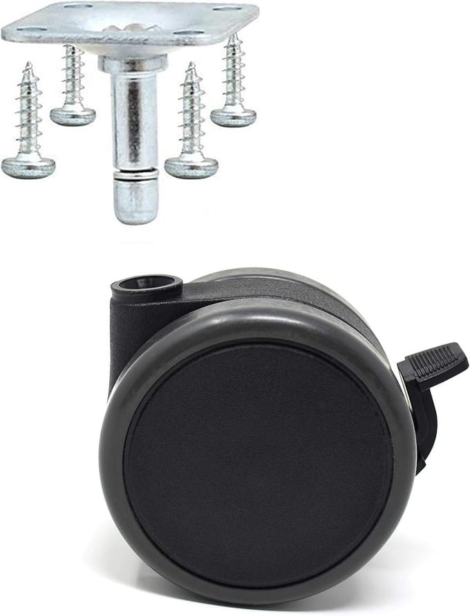 Set van 4 universele meubelwielen met rem en dubbele wielen Ø 75 mm