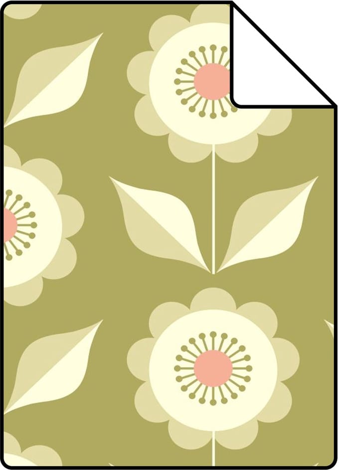 Proefstaal ESTAhome behang bloemen groen - 26.5 x 21 cm - 131864-S