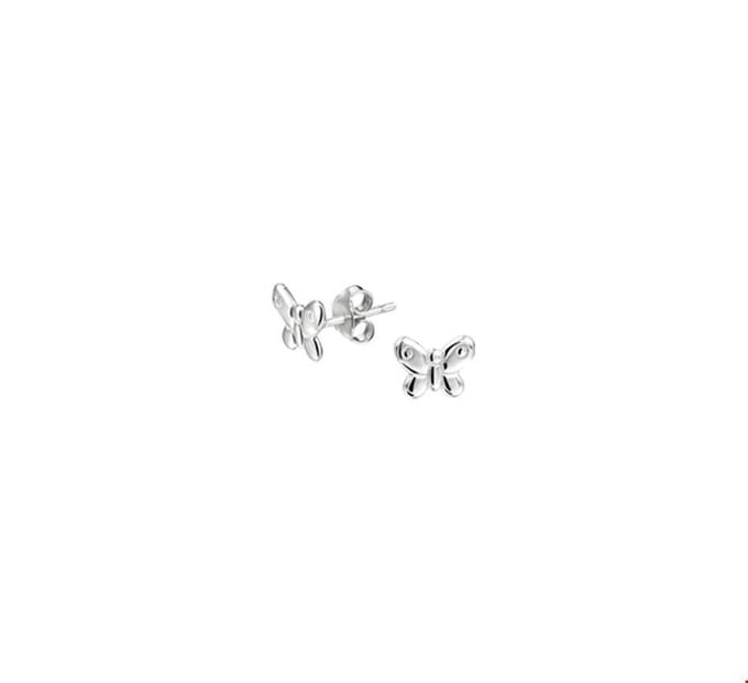Oorknoppen Vlinder Zilver Gerhodineerd Glanzend 6.5 mm x 8.5 mm