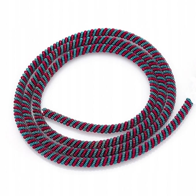 Gekleurde borduurkous, koper, turkooisrood, 3 mm, 60 cm
