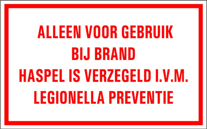 Legionella preventie tekststicker 400 x 250 mm