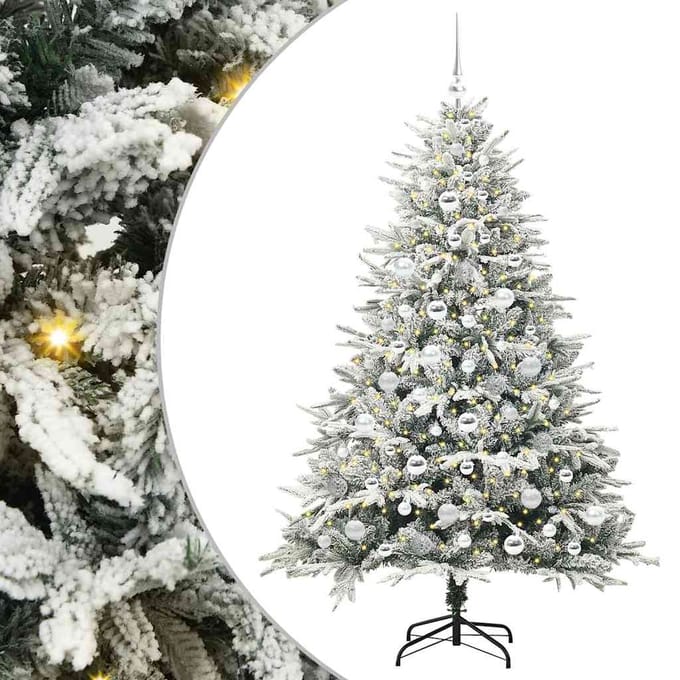vidaXL Artificial Pre-lit Kerstboom met Ballenset Groen 180 cm