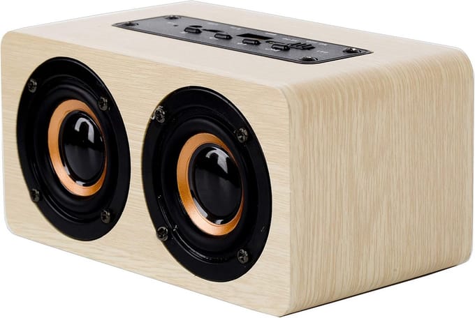 Draadloze Houtlook Bluetooth Speaker met MP3 Speler, Microfoon & SD/USB