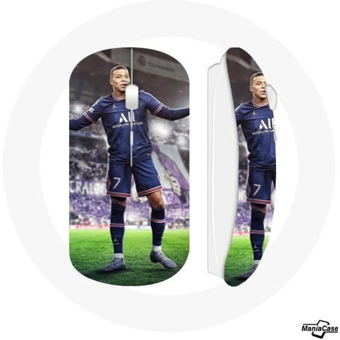Souris Sans Fil - PSG - Kylian Mbappé - USB Wifi - Compatible Mac et PC - Blanc