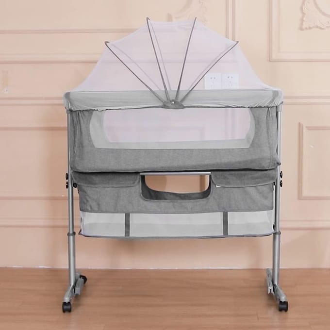 4-in-1 Multifunctioneel Kinderbed Wieg en Box met Matras en In hoogte Verstelbaar